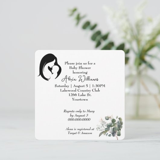 Moeder en kind op wit Baby shower Kaart (Staand voorkant)