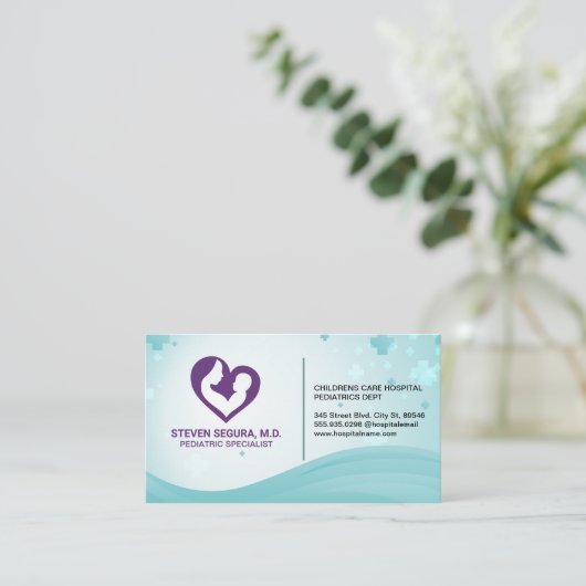 Moeder en kind | Paarse Hart Visitekaartje (Staand voorkant)