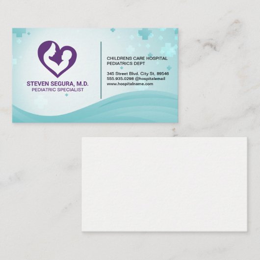 Moeder en kind | Paarse Hart Visitekaartje (Voorkant / Achterkant)