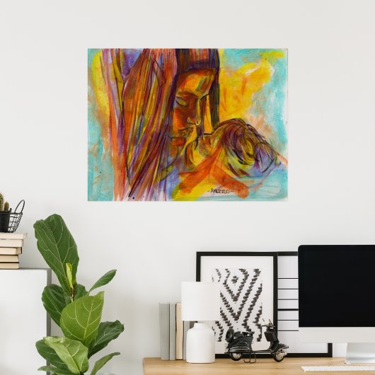 moeder en kind poster (Thuiskantoor)