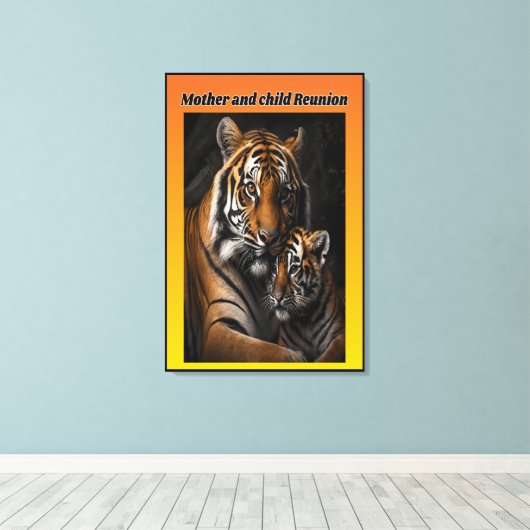 Moeder en kind Reünie Canvas Afdruk (Insitu (Houten vloer))