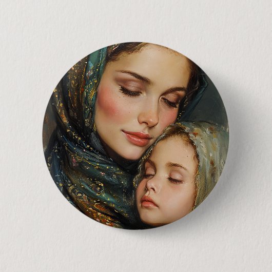 Moeder en kind ronde button 5,7 cm (Voorkant)
