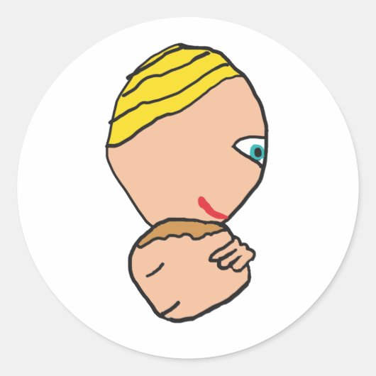 Moeder en kind ronde sticker (Voorkant)