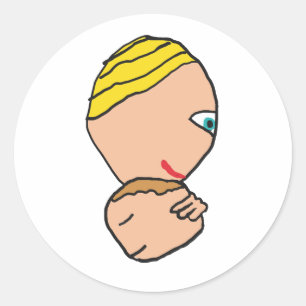 Moeder en kind ronde sticker
