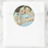 Moeder en kind ronde sticker (Tas)