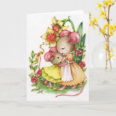 Moeder en kind Schattige Muis Wenskaart Kaart (Gele Bloem)