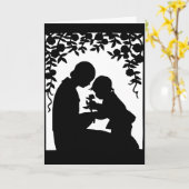 Moeder en kind silhouet kaart (Gele Bloem)