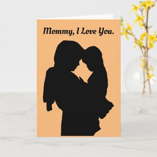 Moeder en kind silhouetten Wenskaart Kaart (Gele Bloem)