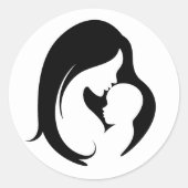 Moeder en kind Silhoutte Ronde Sticker (Voorkant)