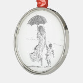 Moeder en kind Sri Lanka Metalen Ornament (Links)