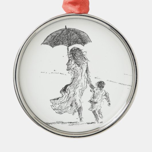 Moeder en kind Sri Lanka Metalen Ornament (Voorkant)