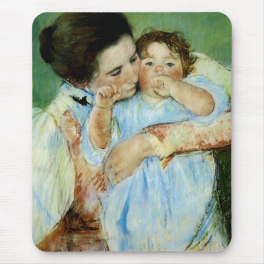 Moeder en kind tegen een groene achtergrond muismat (Voorkant)