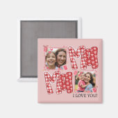 Moeder en kind Valentijn roze rood geruit harten Magneet (Voorkant / Achterkant)