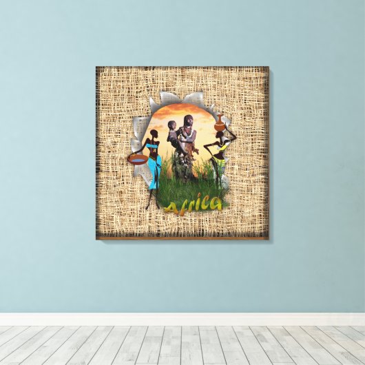 Moeder en kind van Afrika Canvas Afdruk (Insitu (Houten vloer))