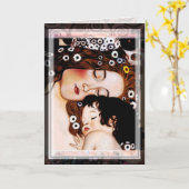 Moeder en kind van Gustav Klimt Collage Kaart (Gele Bloem)