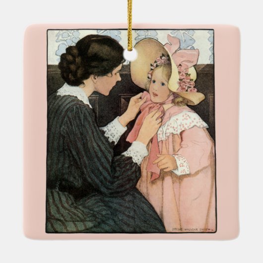  moeder en kind van Jessie Willcox Smith Keramisch Ornament (Achterkant)