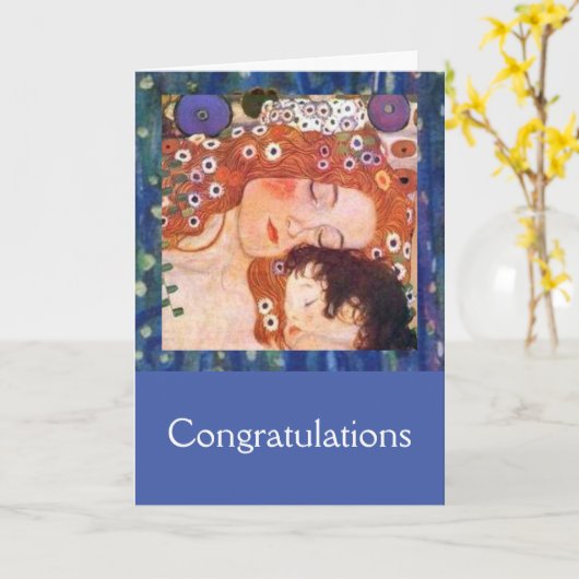 Moeder en kind van Klimt  Kaart (Gele Bloem)