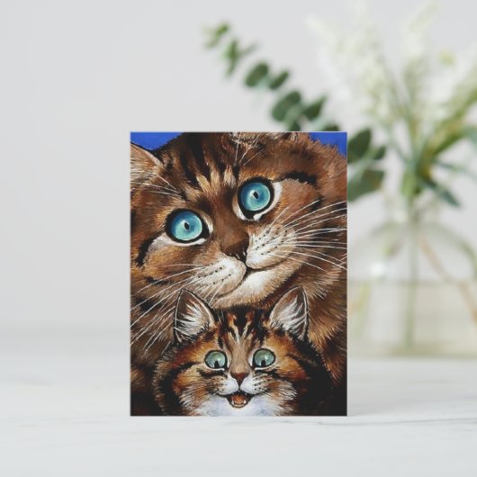 "Moeder en kind" van Louis Wain Briefkaart (Staand voorkant)