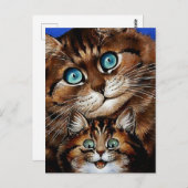 "Moeder en kind" van Louis Wain Briefkaart (Voorkant / Achterkant)