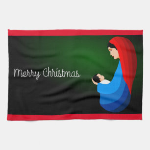 MOEDER EN KIND VAN MERRY CHRISTMAS THEEDOEK