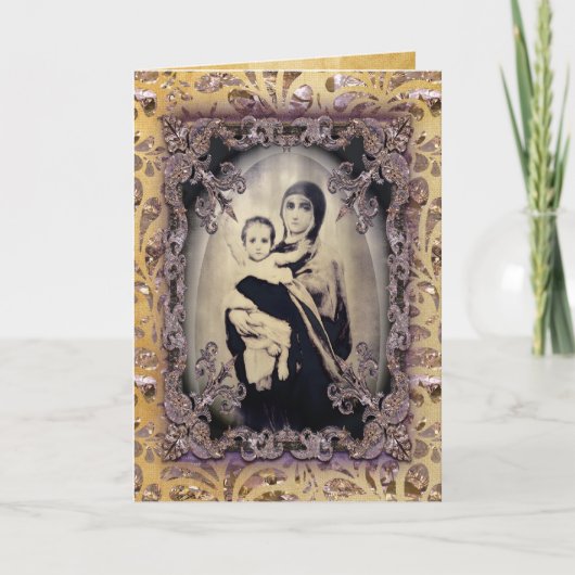 Moeder en kind Victoriaans Feestdagen Kaart (Voorkant)