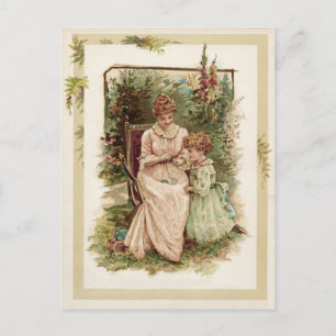 Moeder en kind vintage reproductie briefkaart