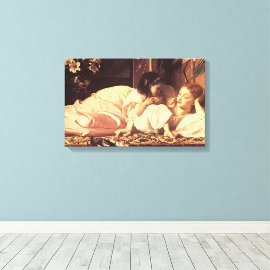 Moeder en kind (Vrouw en haar dochter) Canvas Afdruk (Insitu (Houten vloer))