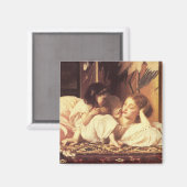 Moeder en kind (Vrouw en haar dochter) Magneet (Voorkant / Achterkant)