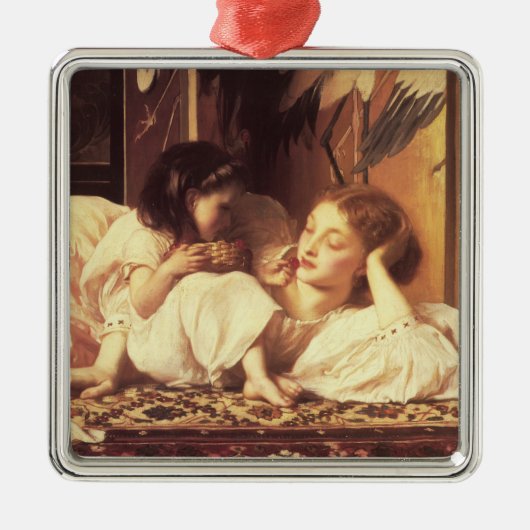 Moeder en kind (Vrouw en haar dochter) Metalen Ornament (Voorkant)