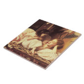 Moeder en kind (Vrouw en haar dochter) Tegeltje (Zijkant)