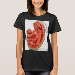 Moeder en kind watermeloen sculptuur vrouw organi t-shirt