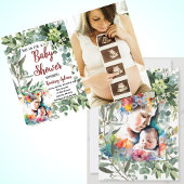 Moeder en Kind Waterverf Foto Baby shower Kaart