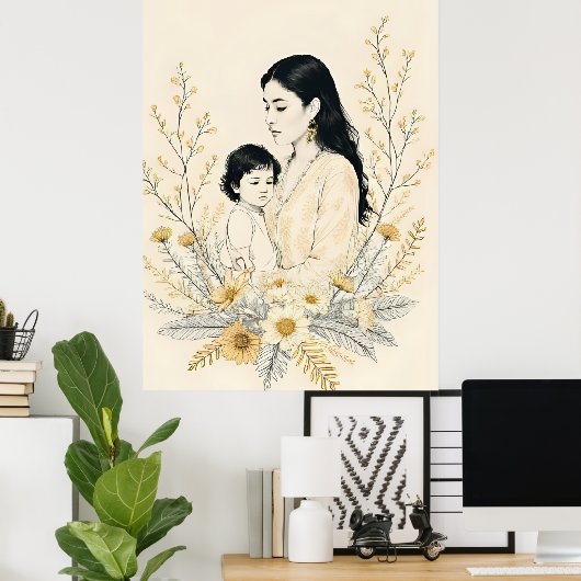 Moeder en kind X Poster (Thuiskantoor)