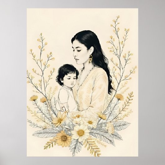 Moeder en kind X Poster (Voorkant)