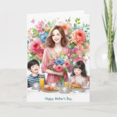 Moeder en Kinder Moederdag vakantie Kaart (Voorkant)