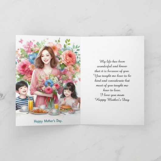 Moeder en Kinder Moederdag vakantie Kaart (Binnen)