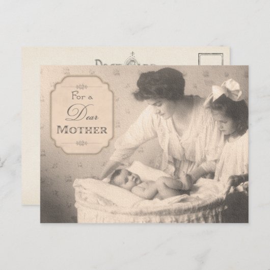  moeder en kinderen briefkaart (Voorkant / Achterkant)