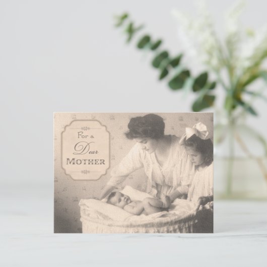 moeder en kinderen briefkaart (Staand voorkant)