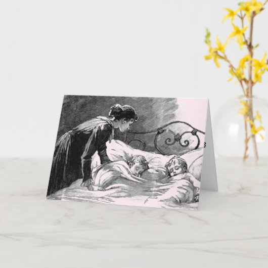 moeder en kinderen die slapen Kaart (Gele Bloem)