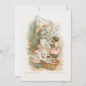  moeder en kinderen die wasgoed hangen feestdagenkaart (Voorkant)