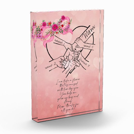 Moeder en kinderen illustreren met gedicht fotoblokken (Links)