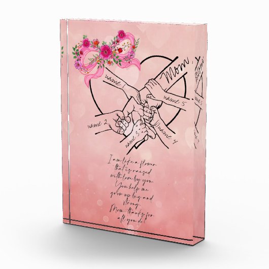 Moeder en kinderen illustreren met gedicht fotoblokken (Rechts)