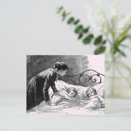 Moeder en kinderen Slaapend Briefkaart (Staand voorkant)
