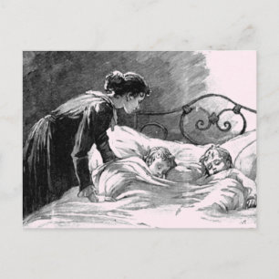 Moeder en kinderen Slaapend Briefkaart