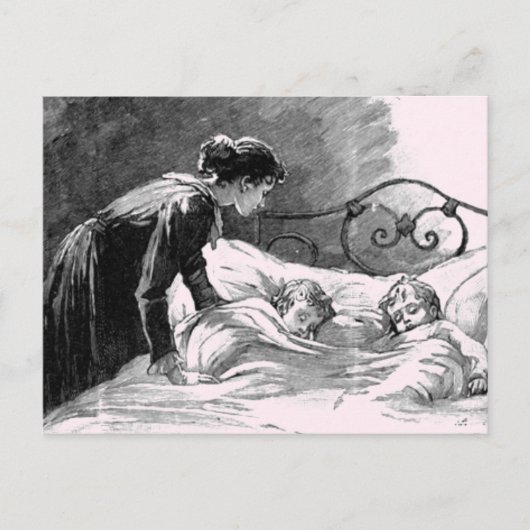 Moeder en kinderen Slaapend Briefkaart (Voorkant)