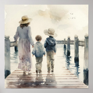 Moeder en kinderen van de zee poster