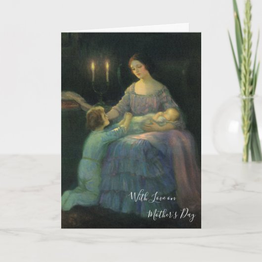 Moeder en Kinderen Vintage Kaart (Voorkant)