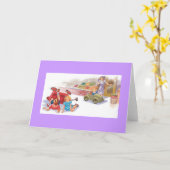  moeder en Kinderen Wagon Tumble Kaart (Gele Bloem)