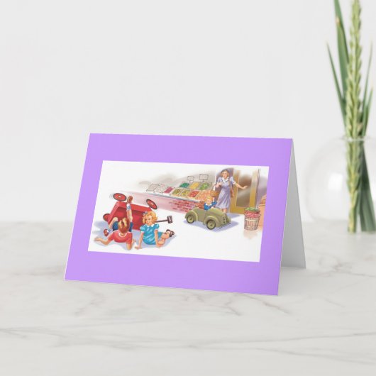  moeder en Kinderen Wagon Tumble Kaart (Voorkant)
