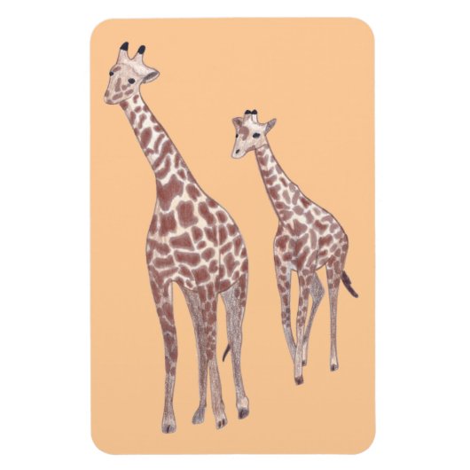 Moeder- en kindergiraffen die aangepaste magneten (Verticaal)